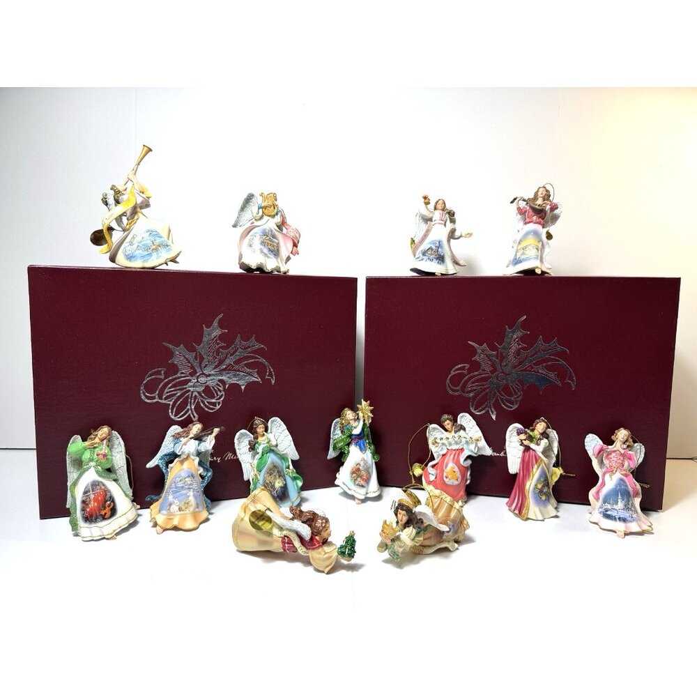 Vintage Danbury Mint Heavenly Angels Christmas Tree Ornament Set Of 13 w/2 Boxes